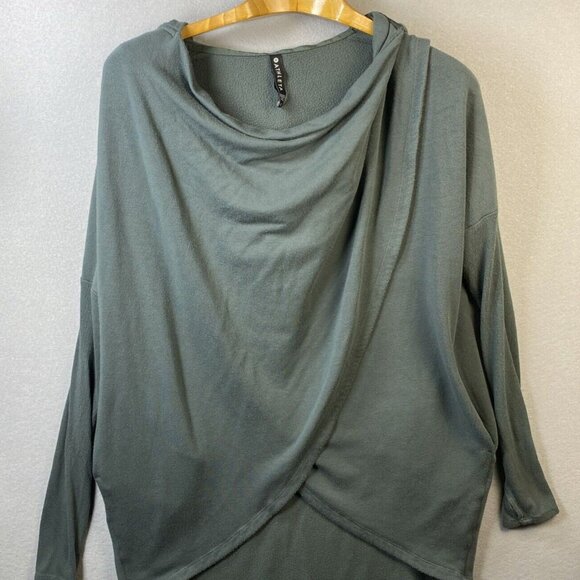 Athleta Purana Wrap Sweatshirt Womens S Oversized Olive Green Hoodie Trendy Cozy - Picture 1 of 11